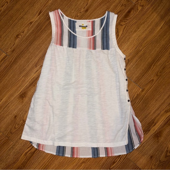 Anthropologie Little Yellow Button Striped Cotton Tank - Picture 7 of 8